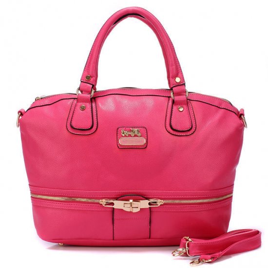 Coach Zip In Logo Large Fuchsia Satchels BJJ - Click Image to Close